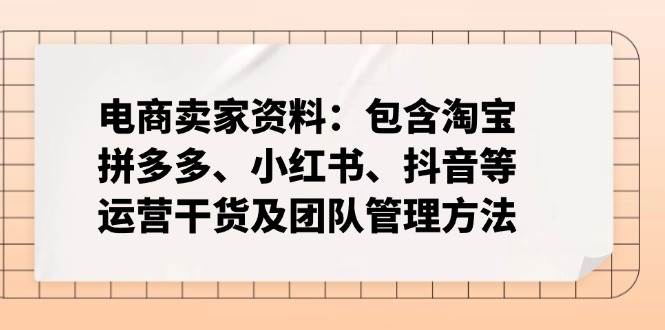 图片[1]-（14354期）电商卖家资料：包含淘宝、拼多多、小红书、抖音等运营干货及团队管理方法