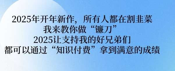 2025年开年新作,所有人都在割韭菜,我来教你做“镰刀” 2025让支持我的好兄弟们都可以通过“知识付费”拿到满意的成绩【揭秘】-轻创社项目网