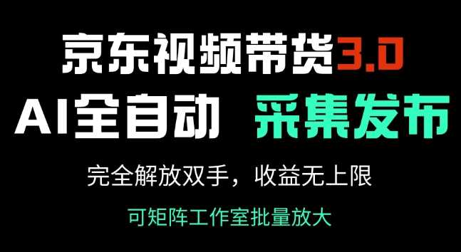 京东视频带货3.0,Ai全自动采集+自动发布,完全解放双手,收入无上限-轻创社项目网