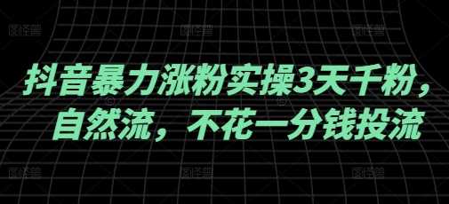抖音暴力涨粉实操3天千粉,自然流,不花一分钱投流,实操经验分享-轻创社项目网