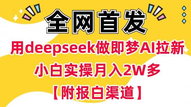 用deepseek做即梦Ai拉新?小白实操月入过W+【附报白渠道】-轻创社项目网