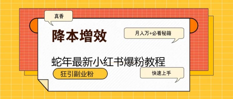 蛇年最新小红书爆粉教程,狂引副业粉,月入万+必看-轻创社项目网
