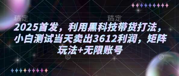2025首发,利用黑科技带货打法,小白测试当天卖出3612利润,矩阵玩法+无限账号【揭秘】-轻创社项目网