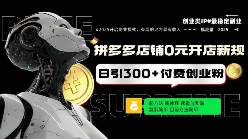 (14092期)拼多多店铺0元开店新规,日引300+付费创业粉,目前方法简单复制粘贴可矩阵-轻创社项目网