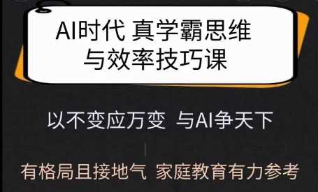 Ai时代真学霸思维与学习方法课,有格局且接地气,家庭教育有力参考-轻创社项目网