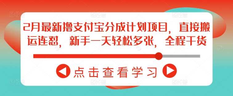 2月最新撸支付宝分成计划项目,直接搬运连怼,新手一天轻松多张,全程干货-轻创社项目网