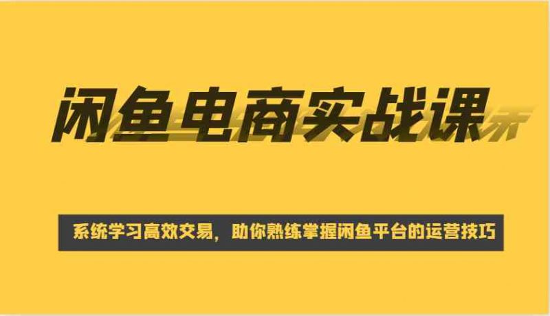 闲鱼电商实战课,系统学习高效交易,助你熟练掌握闲鱼平台的运营技巧-轻创社项目网