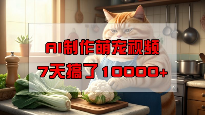 靠AI制作萌宠视频,7天搞了1万+,操作简单门槛低,有手机就行-轻创社项目网