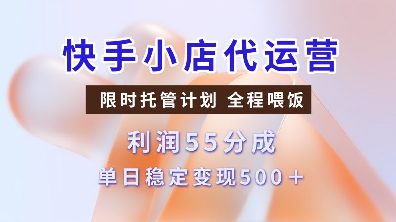 快手小店代运营,限时托管计划,收益55分,单日稳定变现500+-轻创社项目网