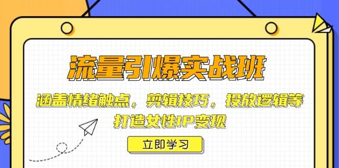 流量引爆实战班,涵盖情绪触点,剪辑技巧,投放逻辑等,打造女性IP变现-轻创社项目网