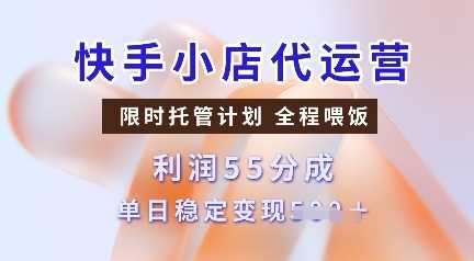 快手小店代运营,限时托管计划,收益55分,单日稳定变现多张【揭秘】-轻创社项目网