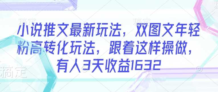 小说推文最新玩法，双图文年轻粉高转化玩法，跟着这样操做，有人3天收益1632-轻创社项目网