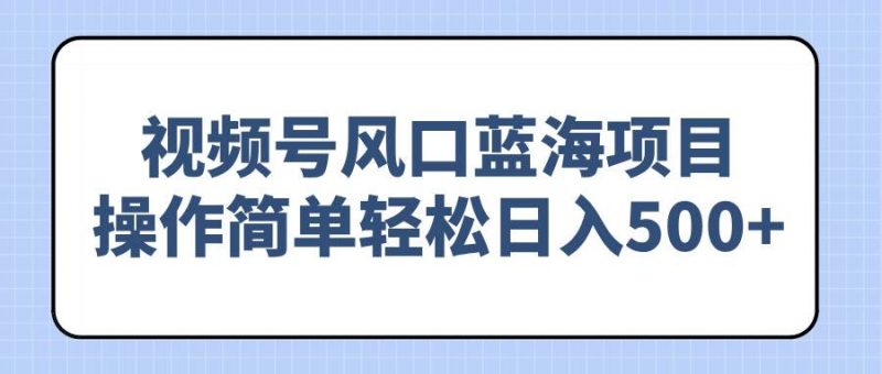 (14276期)视频号风口蓝海项目,操作简单轻松日入500+-轻创社项目网