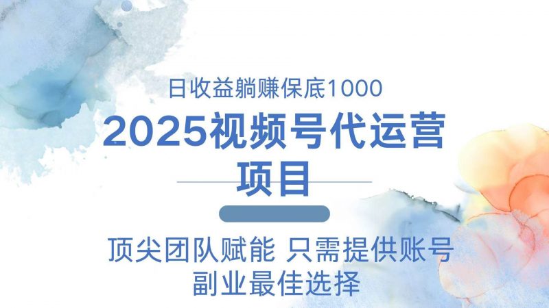 (14240期)2025视频号代运营 日躺赚1000+ 只需提供账号-轻创社项目网