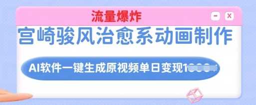 宫崎骏风治愈系动画制作,AI软件一键生成原创视频流量爆炸,单日变现多张,详细实操流程-轻创社项目网