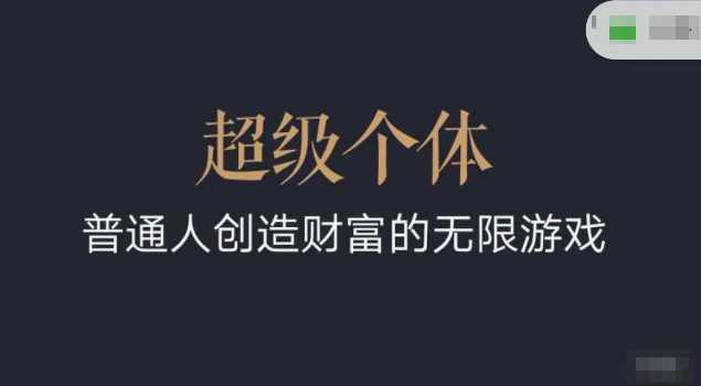 超级个体2024-2025翻盘指南,普通人创造财富的无限游戏-轻创社项目网