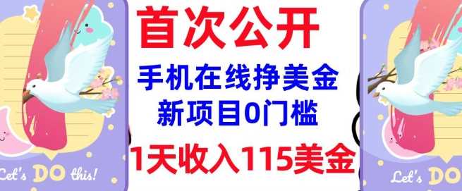在线挣美金新项目,0门槛,1天收入115美刀,无脑操作,真正被动收入-轻创社项目网