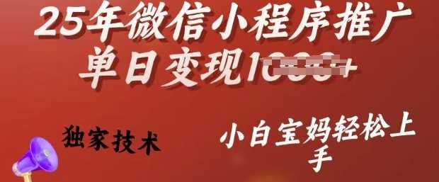 25年微信小程序推广单日变现多张,独家技术,小白宝妈轻松上手【揭秘】-轻创社项目网