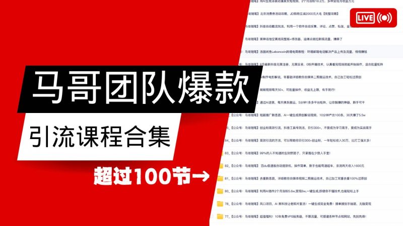 马哥团队【122节】最全项目爆款引流课程合集【持续更新】-轻创社项目网