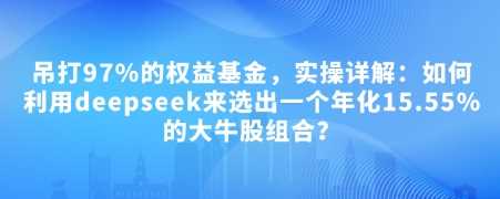 付费文章:吊打97%的权益基金,实操详解:如何利用deepseek来选出一个年化15.55%的大牛股组合?-轻创社项目网