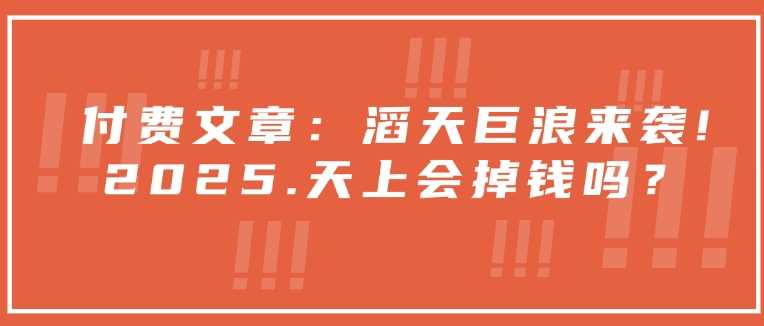 付费文章:滔天巨浪来袭!2025天上会掉钱吗?-轻创社项目网