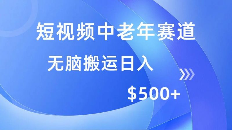 (14254期)短视频中老年赛道,操作简单,多平台收益,无脑搬运日入500+-轻创社项目网