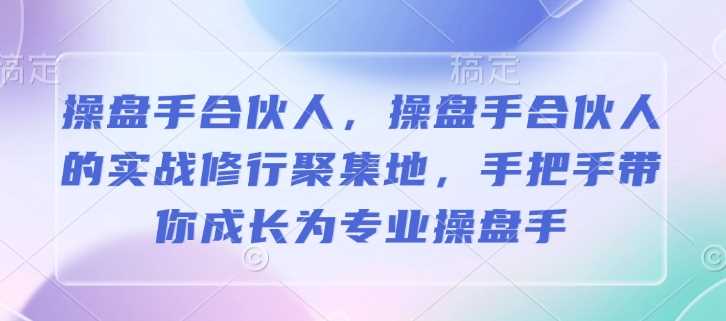 操盘手合伙人,操盘手合伙人的实战修行聚集地,手把手带你成长为专业操盘手-轻创社项目网