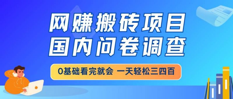 (14578期)网赚搬砖项目,国内问卷调查,0基础看完就会 一天轻松三四百,靠谱副业…-轻创社项目网