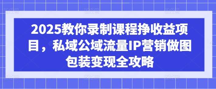 2025教你录制课程挣收益项目,私域公域流量IP营销做图包装变现全攻略-轻创社项目网