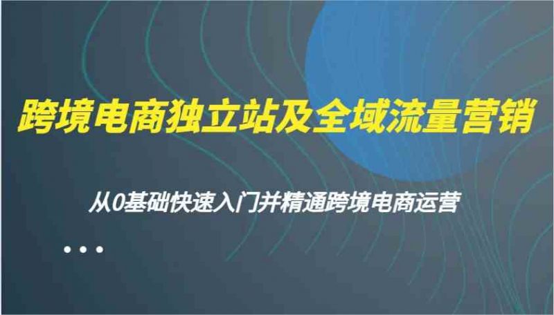 跨境电商独立站及全域流量营销,从0基础快速入门并精通跨境电商运营-轻创社项目网