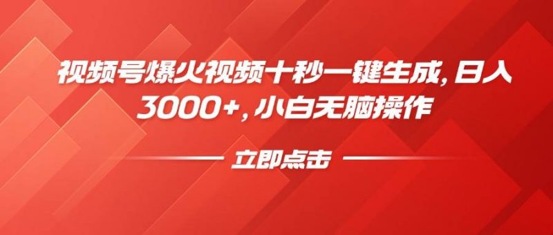 (14415期)视频号爆火视频十秒一键生成,日入3000+,小白无脑操作-轻创社项目网