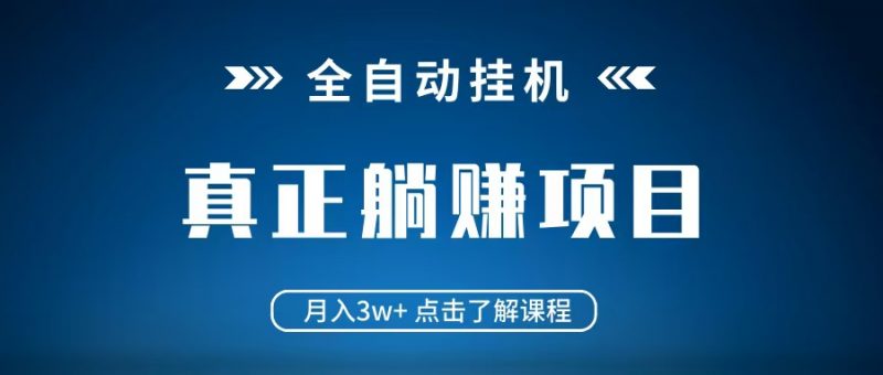 全自动挂机项目 月入3w+ 真正躺平项目 不吃电脑配置 当天见收益-轻创社项目网