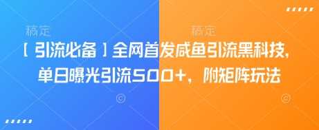 【引流必备】全网首发咸鱼引流黑科技,单日曝光引流500+,附矩阵玩法【揭秘】-轻创社项目网