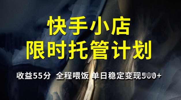 快手小店限时托管计划,收益55分,全程喂饭,单日稳定变现5张【揭秘】-轻创社项目网