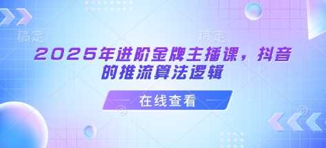 2025年进阶金牌主播课,抖音的推流算法逻辑-轻创社项目网
