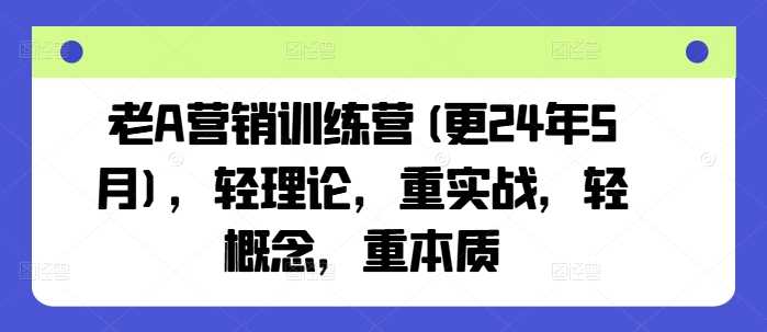 老A营销训练营(更25年3月),轻理论,重实战,轻概念,重本质-轻创社项目网