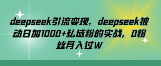 deepseek引流变现,deepseek被动日加1000+私域粉的实战,0粉丝月入过W-轻创社项目网