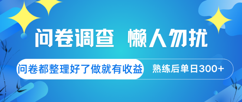 问卷调查 懒人勿扰 问卷都整理好了,做就有收益,熟练后日入300+-轻创社项目网