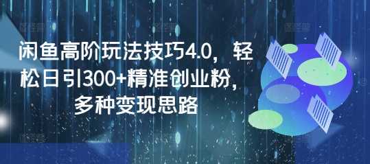 闲鱼高阶玩法技巧4.0,轻松日引300+精准创业粉,多种变现思路-轻创社项目网