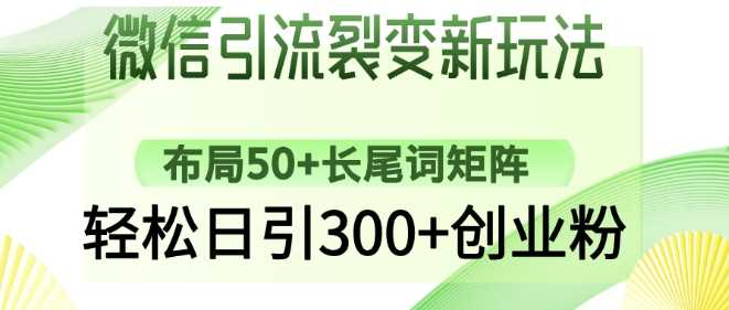 微信引流裂变新玩法:布局50+长尾词矩阵,轻松日引300+创业粉-轻创社项目网