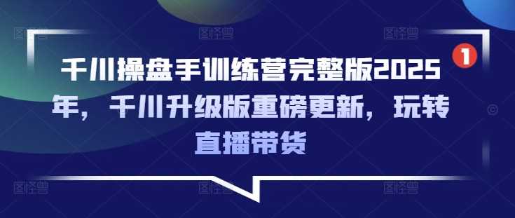 千川操盘手训练营完整版2025年,千川升级版重磅更新,玩转直播带货-轻创社项目网