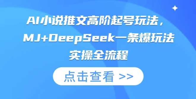 AI小说推文高阶起号玩法,MJ+DeepSeek一条爆玩法实操全流程-轻创社项目网