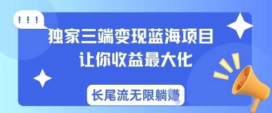 独家三端变现蓝海项目,让你收益最大化,长尾流无限躺挣-轻创社项目网