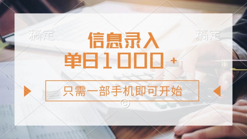 (14160期)信息录入,几秒钟一单,只需一部手机即可开始,0成本,每天1000+-轻创社项目网