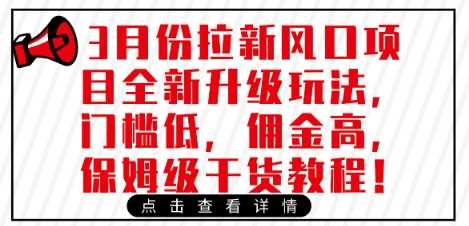 3月份拉新风口项目全新升级玩法，门槛低，佣金高，保姆级干货教程-轻创社项目网