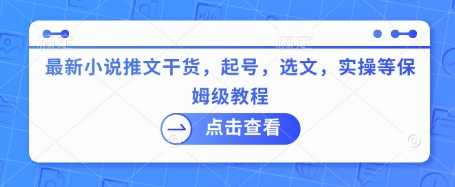 最新小说推文干货,起号,选文,实操等保姆级教程-轻创社项目网