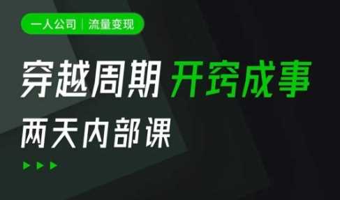 一人公司:流量变现课,一人公司的方法模型拆解, 拆解富人思维,流量思维,小老板思维等-轻创社项目网