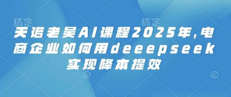 天诺老吴AI课程2025年,电商企业如何用deeepseek实现降本提效-轻创社项目网