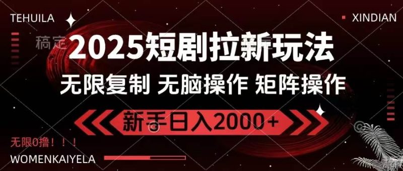 (14429期)2025短剧拉新玩法,无需注册登录,无限0撸,无脑批量操作日入2000+-轻创社项目网