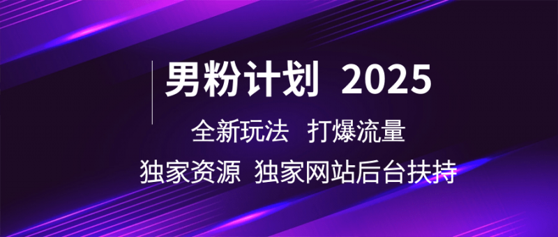 男粉计划2025 全新玩法打爆流量 独立网站 独立资源后台扶持-轻创社项目网